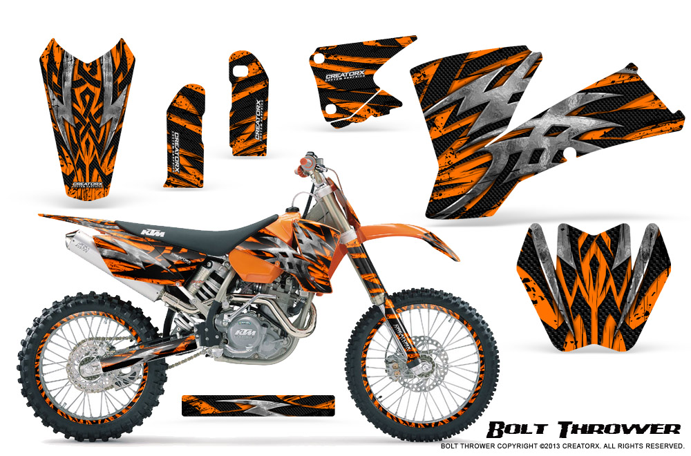 KTM C1 SX EXC MXC Graphics Kit Bolt Thrower Orange NP Rims